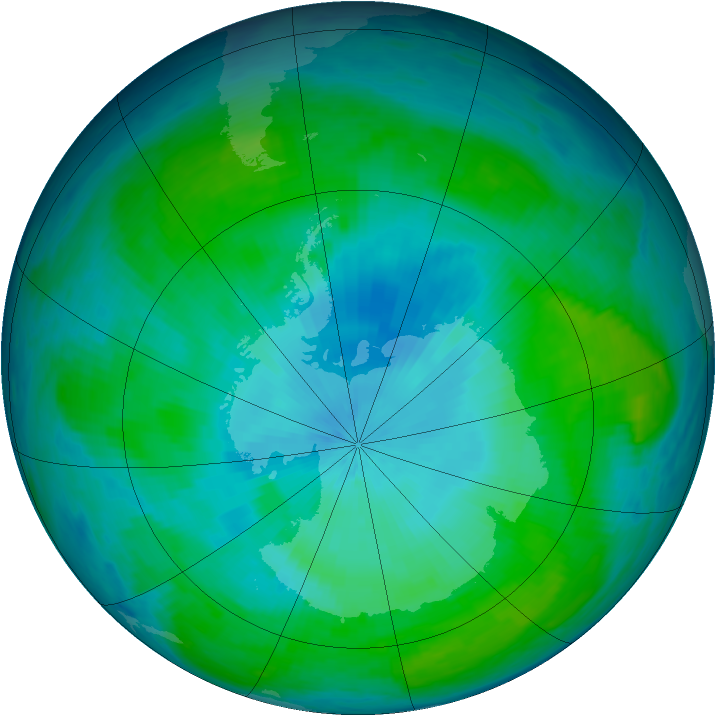 Antarctic ozone map for 04 February 1987